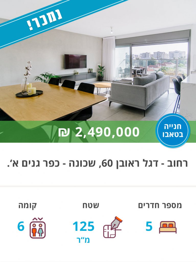 דגל ראובן כפר גנים א, דירת חמישה חדרים למכירה בפתח תקווה - נקסט האוס נדל"ן