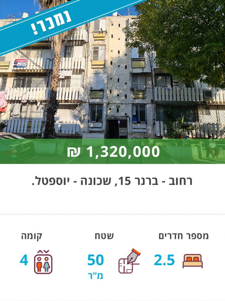 דירה למכירה ברחוב ברנר 15, שכונת יוספטל פתח תקווה - נקסט האוס נדל"ן