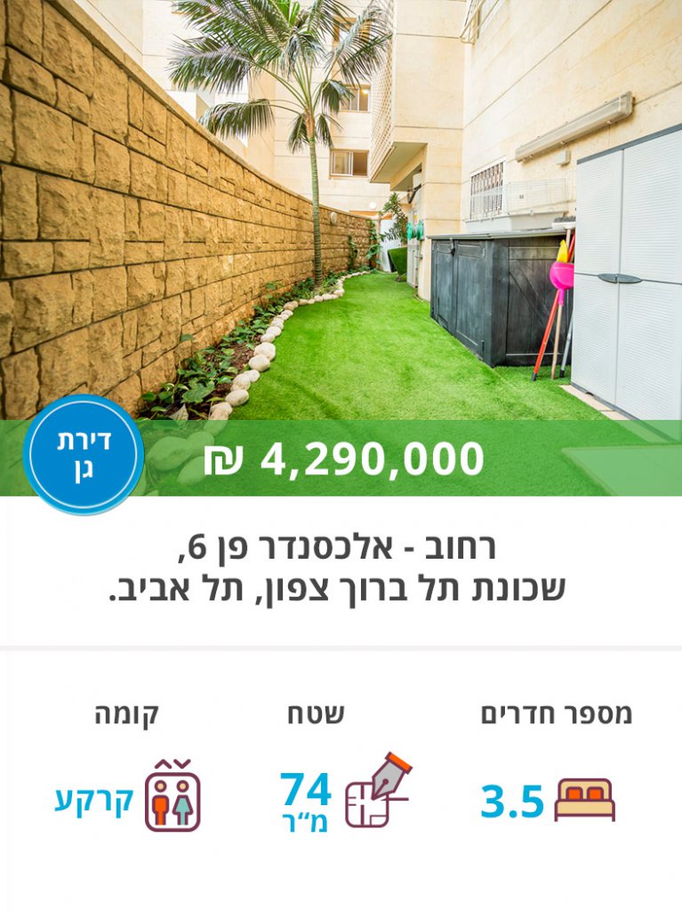 דירה למכירה באלכסנדר פן 6, דירת 3.5 חדרים בת"א - נקסט האוס נדל"ן